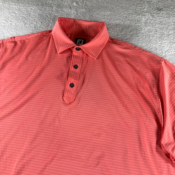 FootJoy Other - Footjoy Athletic Golf Polo Shirt Stretch Peach Orange Striped Men's XL Logo